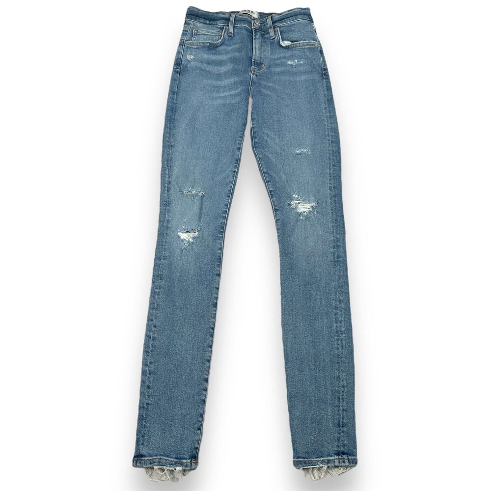 Agolde The Sophie Jeans Women's 25 Blue Denim Skinny Cotton Stretch Distressed